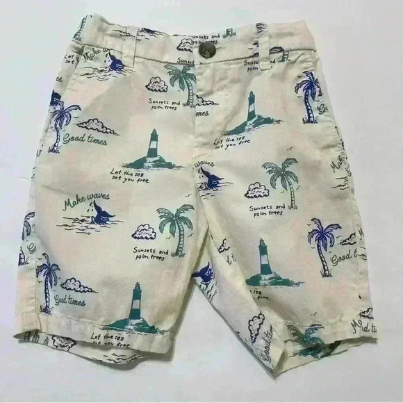 H&M tropical Sunsets and palm trees shorts toddler 4T 100% cotton - Picture 7 of 7